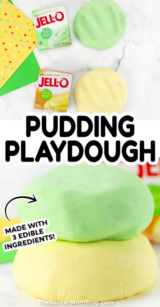 Pudding Playdough Pinterest collage image.