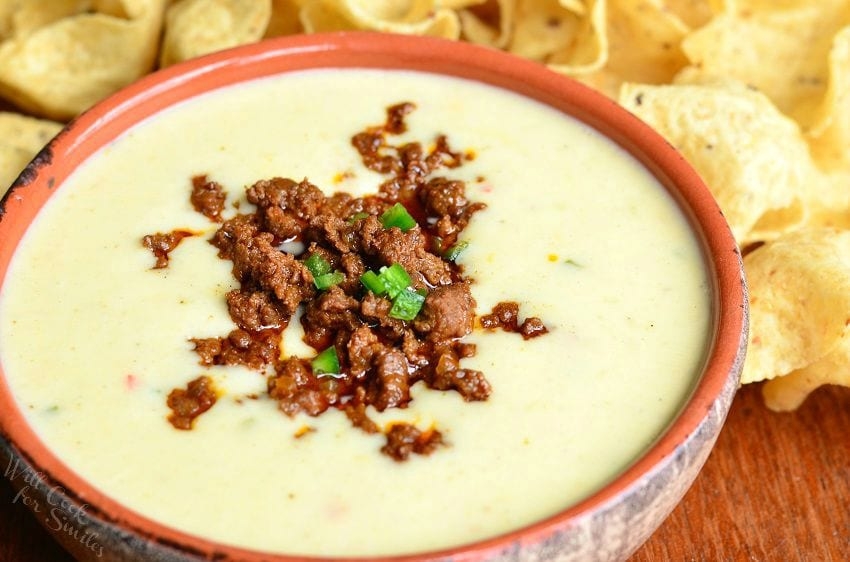 bowl of homemade queso dip