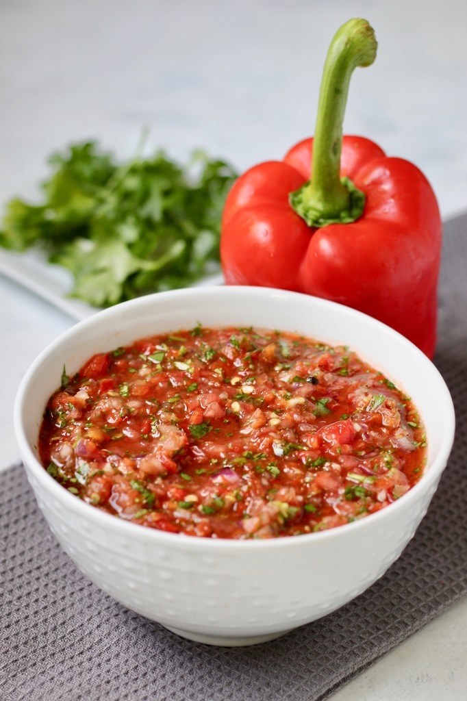 bowl of homemade red salsa