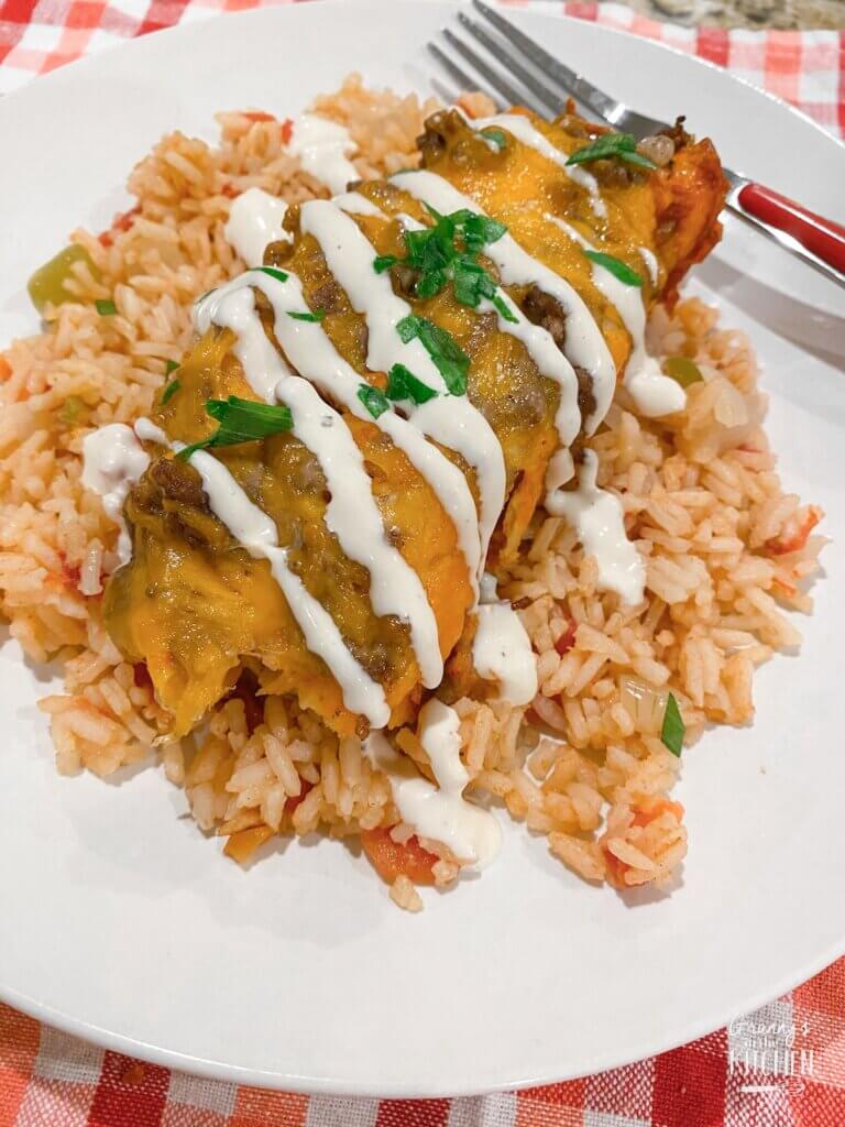 enchiladas over rice
