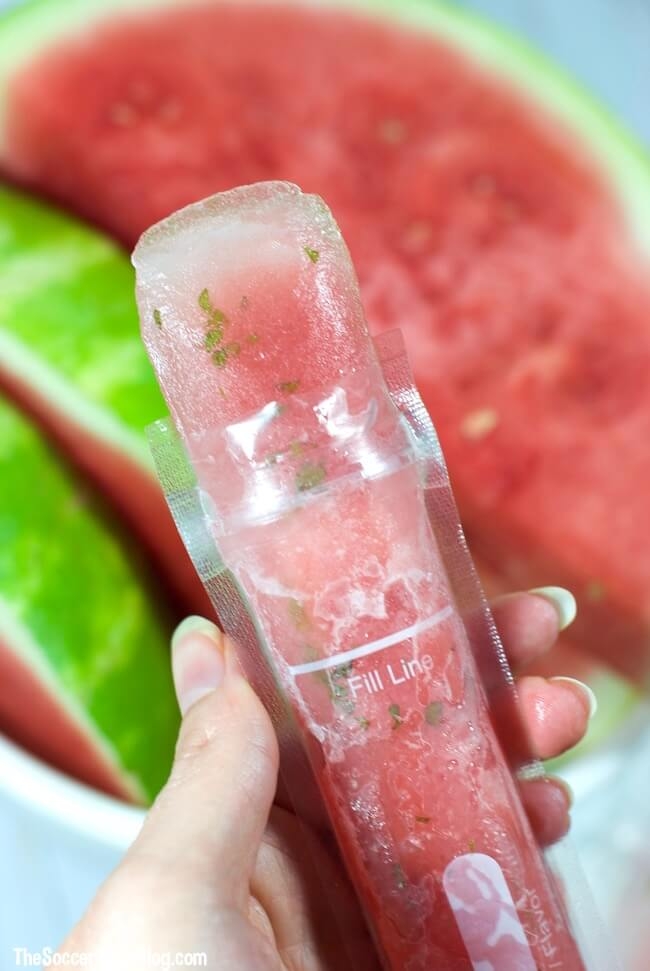 homemade freeze pop with watermelon mojito