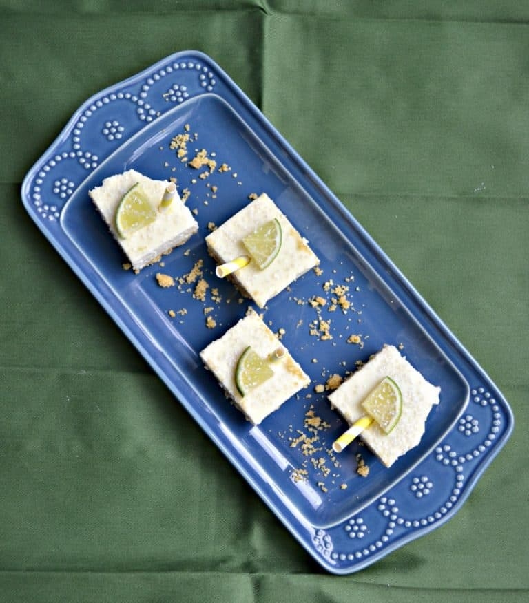 cheesecake bars with mini lime slices on top