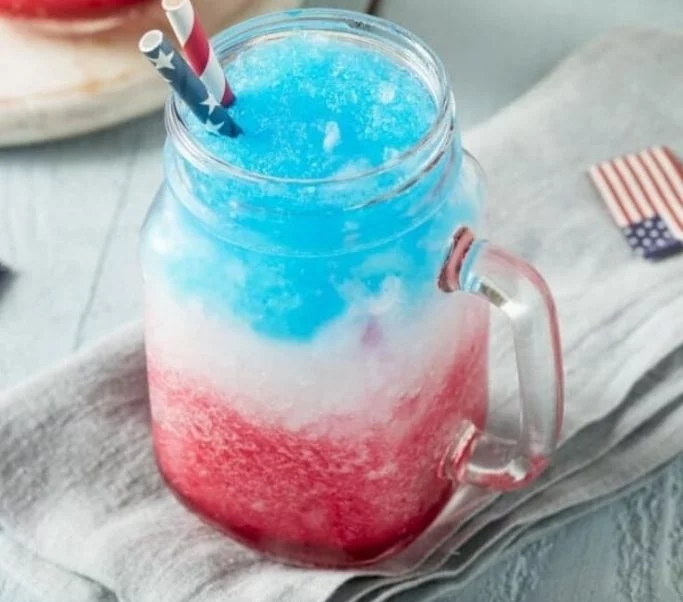 red white and blue ice drink
