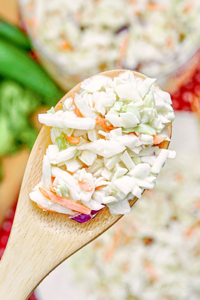 cole slaw on serving spoon