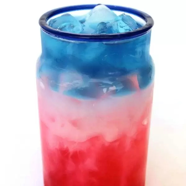 red white and blue mocktail layered drink