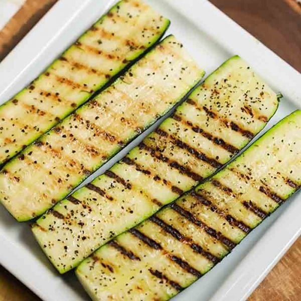 grilled zucchini on platter