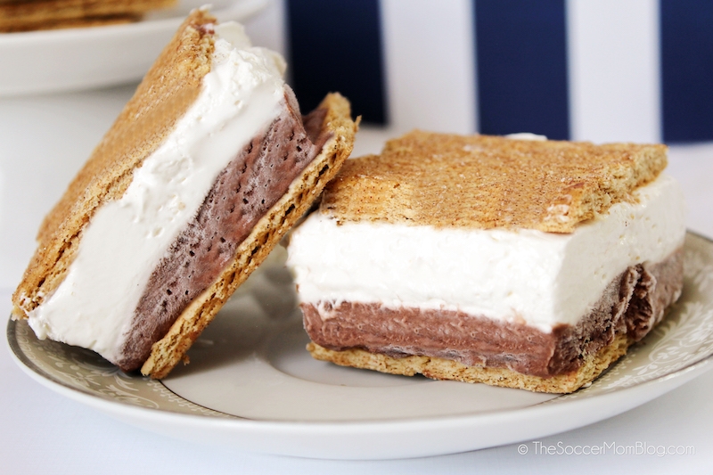 frozen smores squares on plate