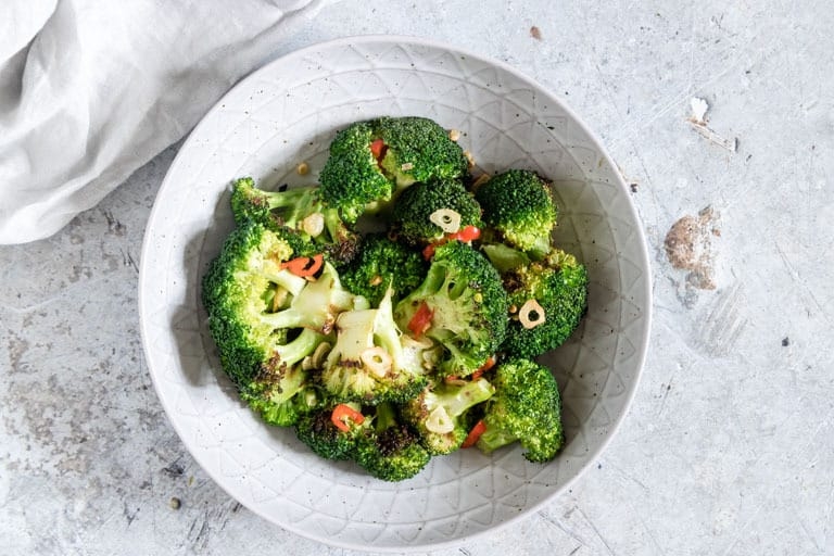 grilled broccoli in bowl