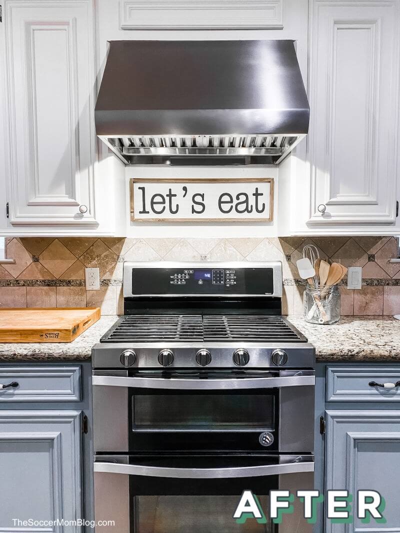 updated kitchen with professional range hood