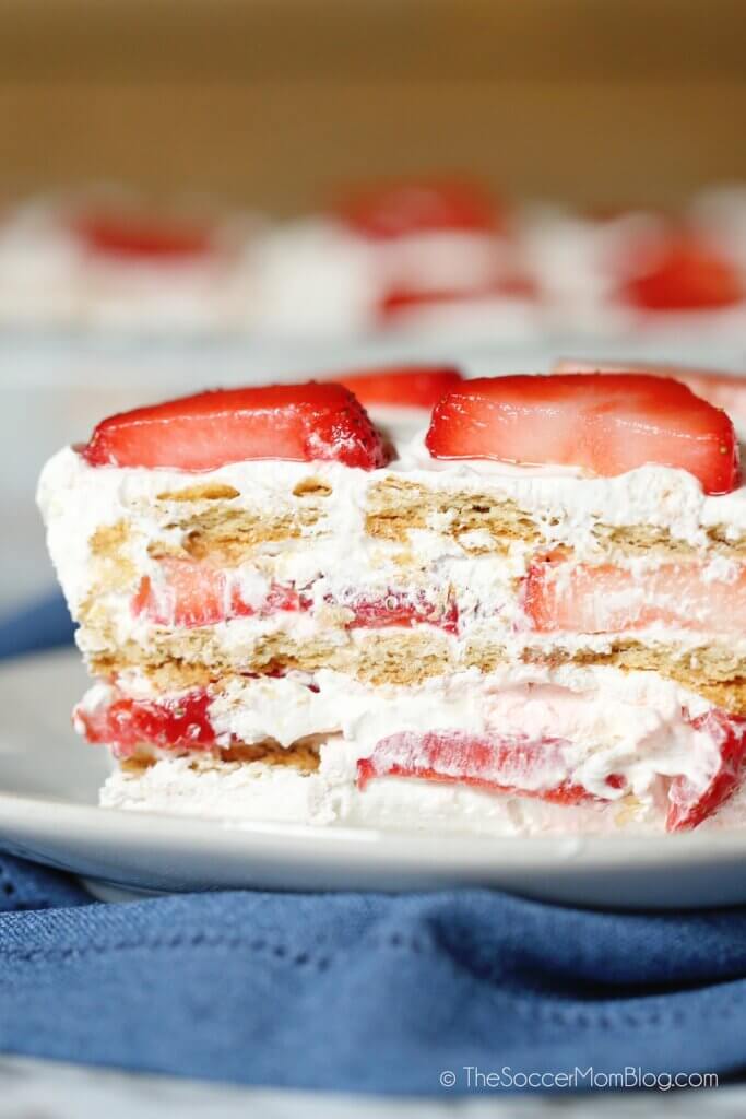 layered strawberry icebox cake dessert