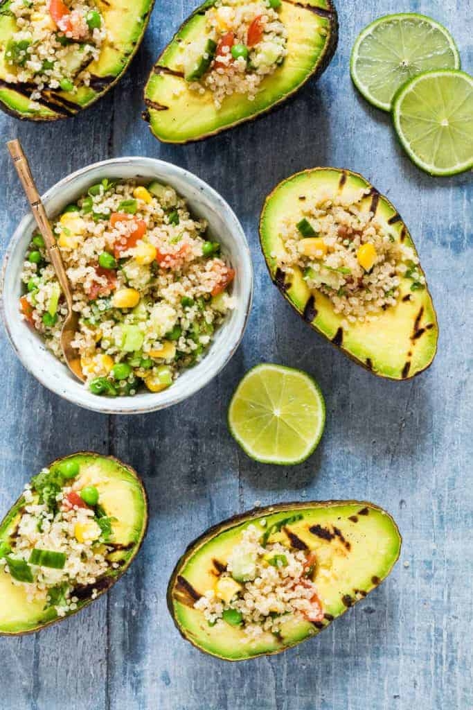 grilled avocados stuffed with couscous