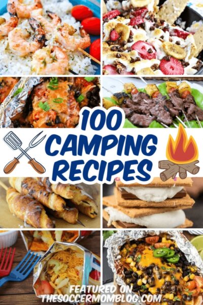 collage of recipes that can be made while camping