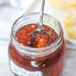 open jar of homemade jalapeño pepper jelly
