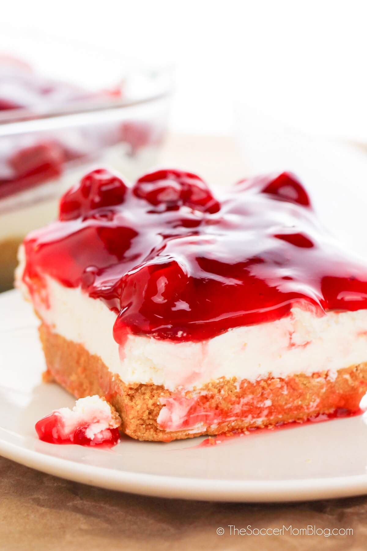 Completed No Bake Cherry Cheesecake
