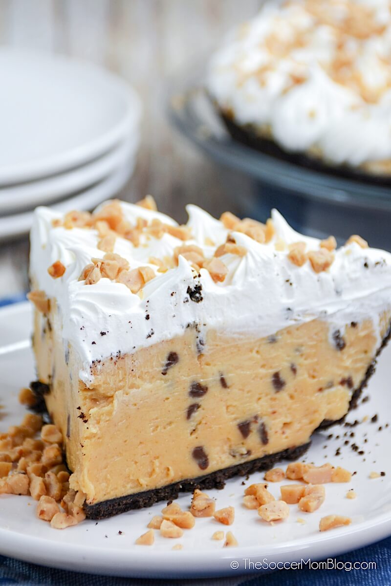 Peanut Butter Toffee Pie on plate