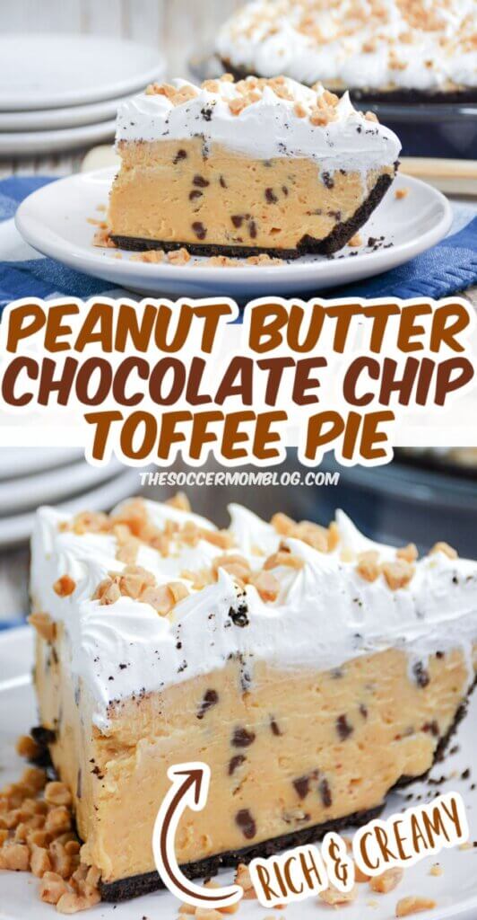 peanut butter pie with chocolate chips and toffee chips