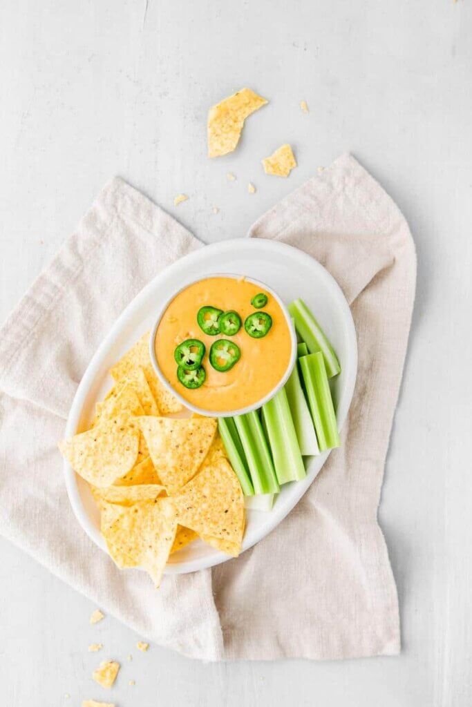 queso dip with chips