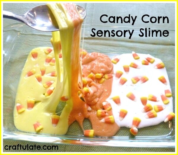candy corn colored slime with candy corn inside