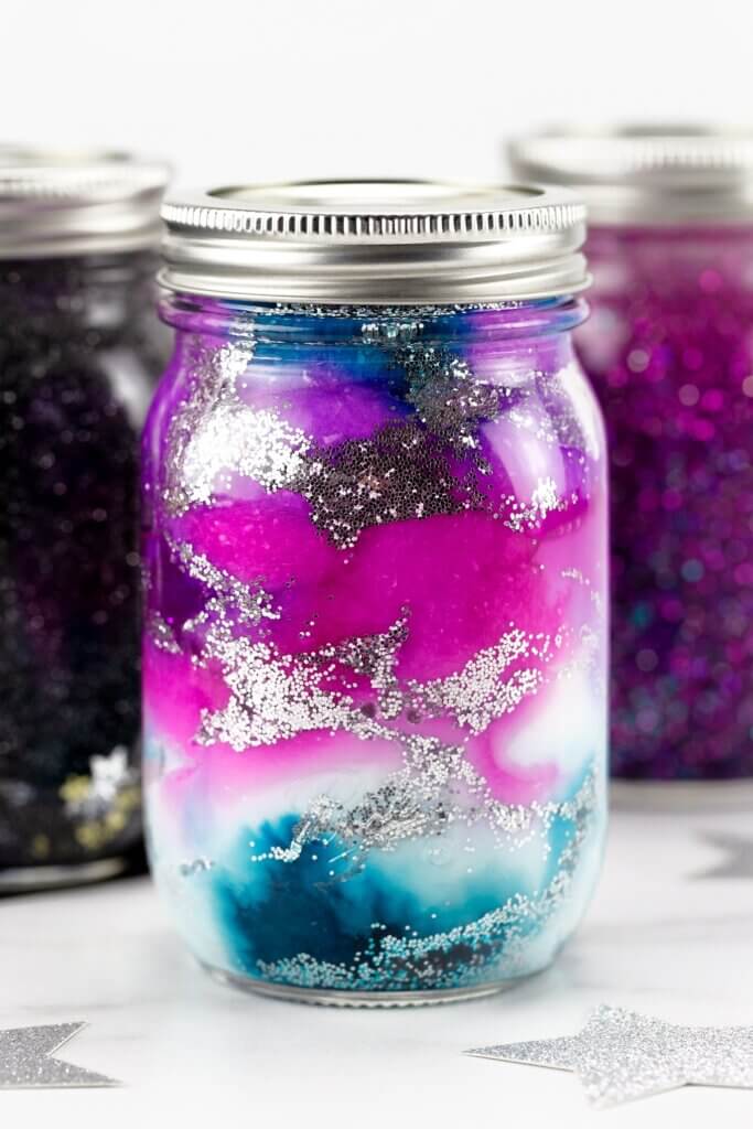 swirling galaxy sensory jar craft