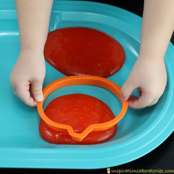 orange slime with pumpkin cookie cutters