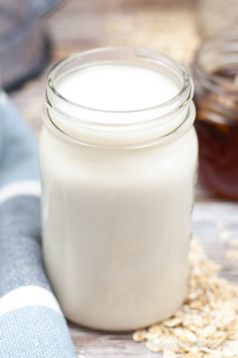 mason jar of oat milk