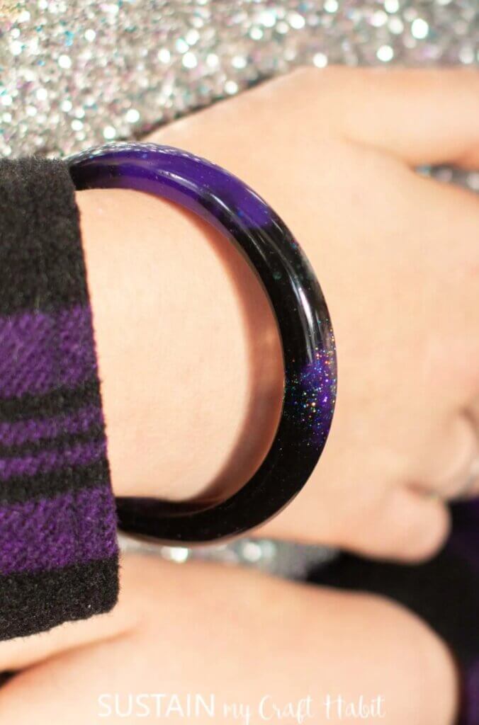 galaxy themed DIY resin bracelet