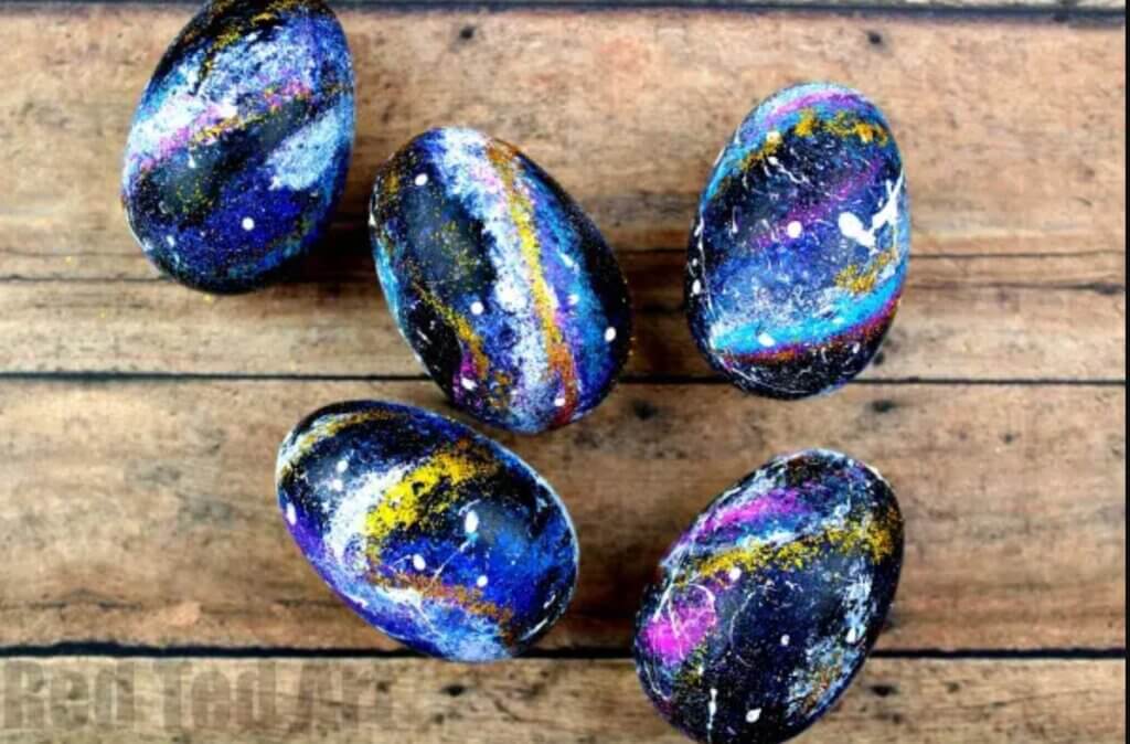 galaxy decorated Easter eggs