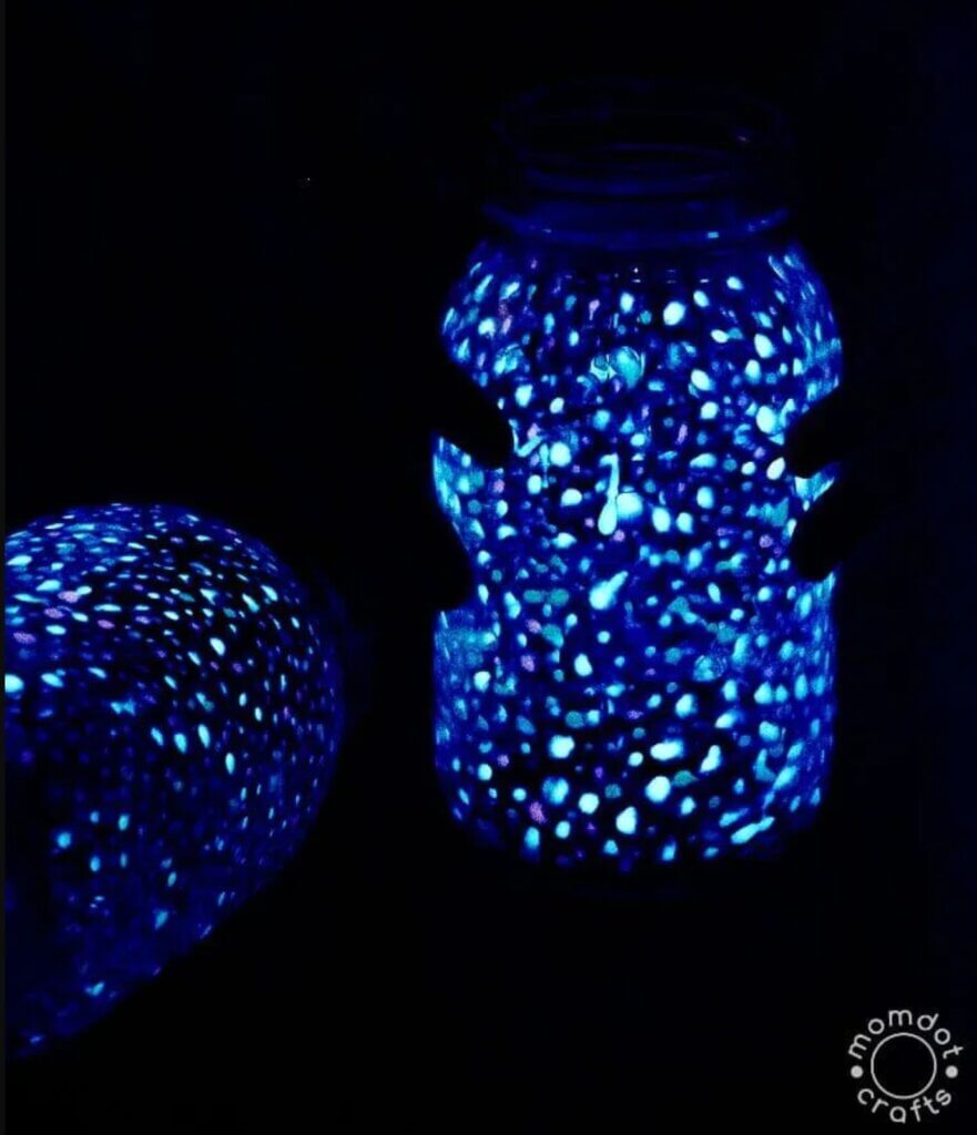 glowing blue jars kids craft