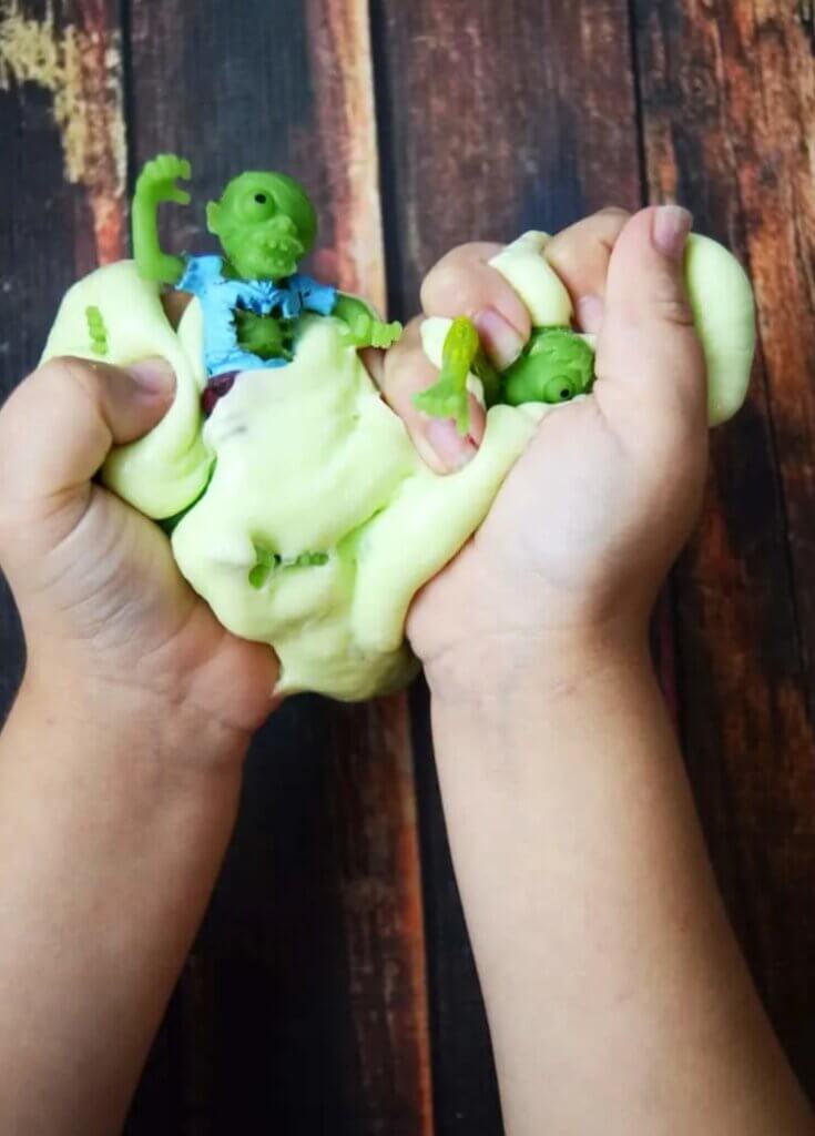 green slime with zombie toys