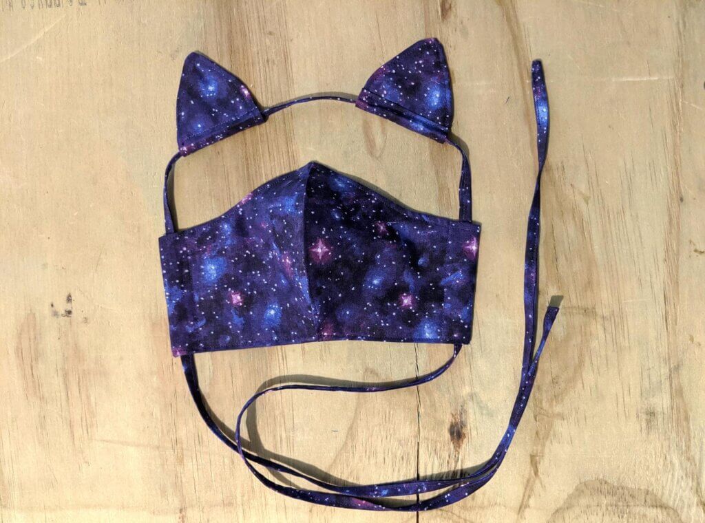 handmade galaxy face mask with cat ear headband