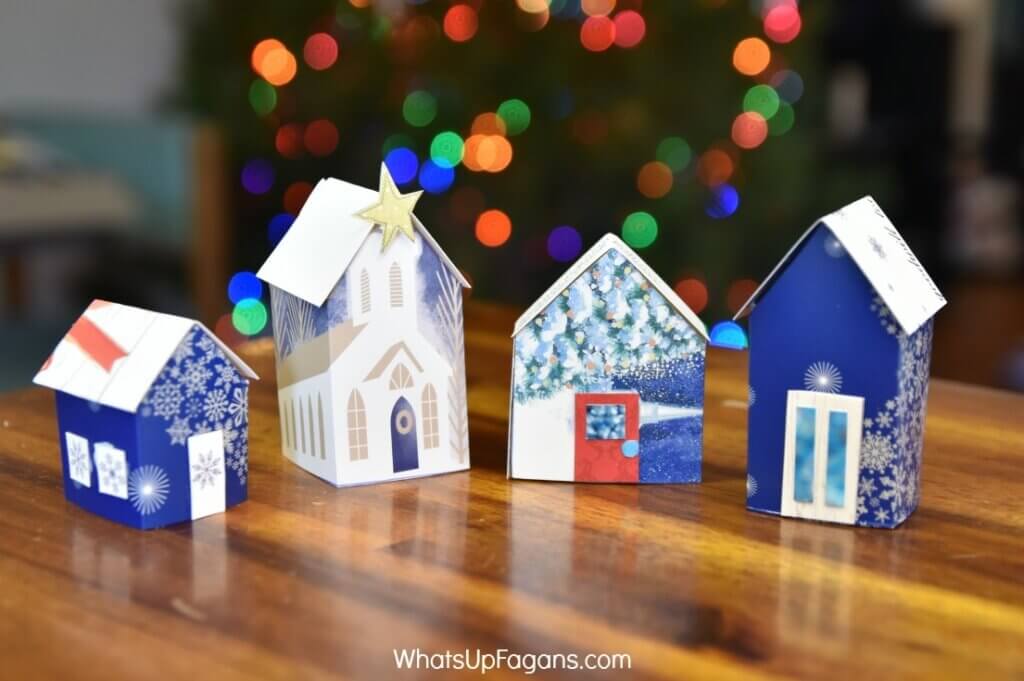Christmas village of handmade paper houses