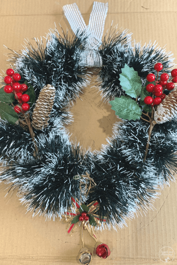 DIY Christmas wreath made with garland