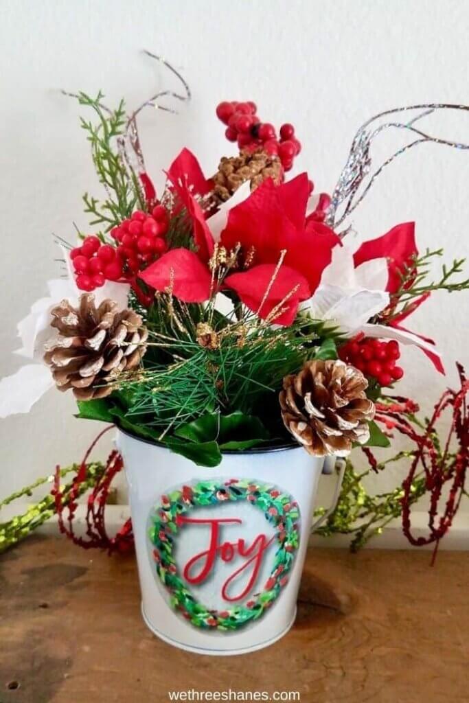 homemade Christmas faux floral arrangement