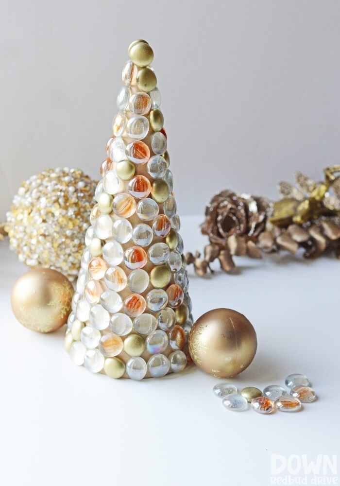 gold Christmas tree made of gems