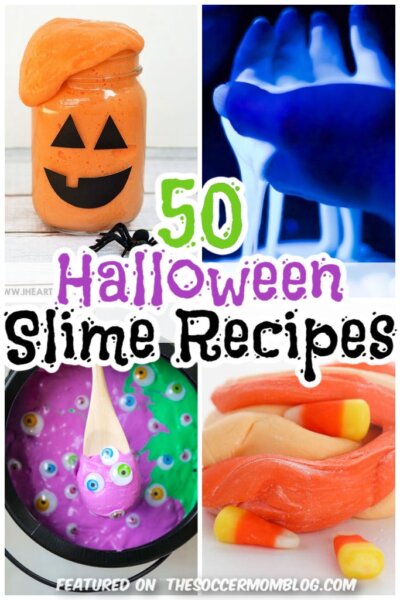 collage of Halloween themed slime recipes