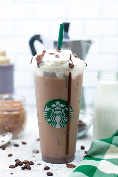 Copycat Starbucks Skinny Mocha with whipped cream on top