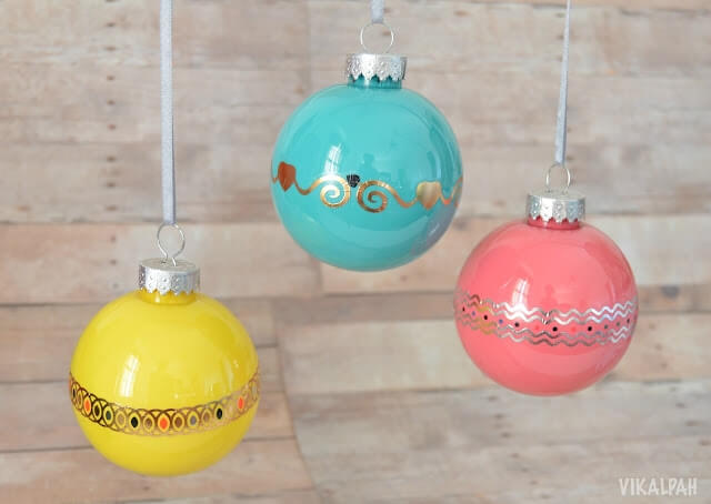 homemade Christmas ornaments with stickers