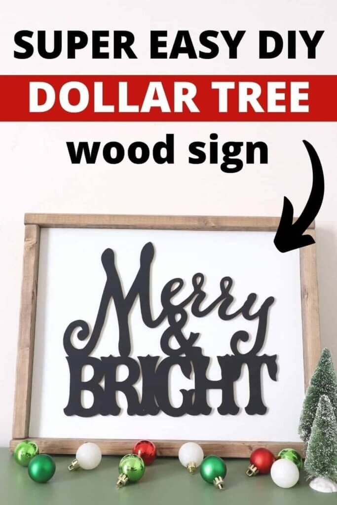 homemade wooden sign that says "Merry & Bright"