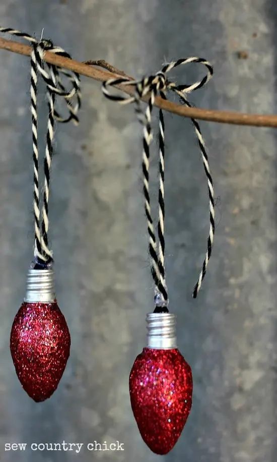 glitter light bulb Christmas ornaments