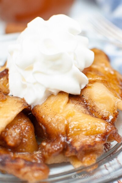 Instant Pot Apple Dumplings with whipped cream topping