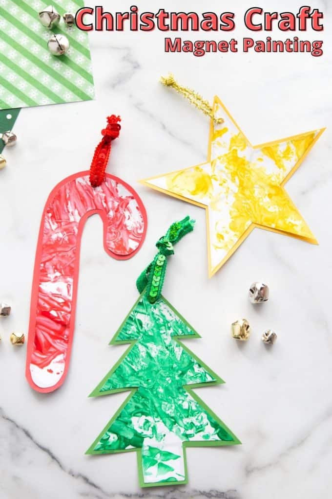 paper Christmas ornaments with marble paint