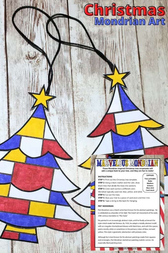 Mondrian inspired Christmas tree ornaments
