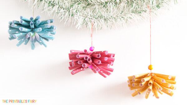 ornaments made with colorful rolled paper