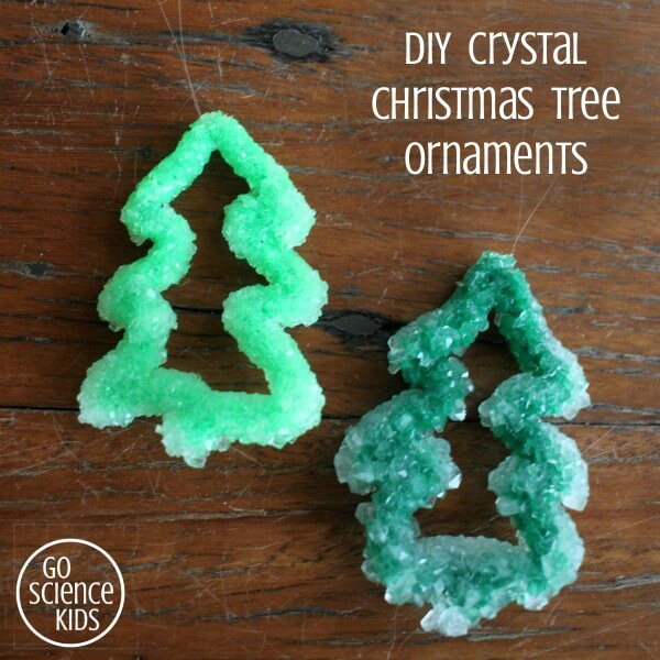Christmas tree ornaments made with crystals