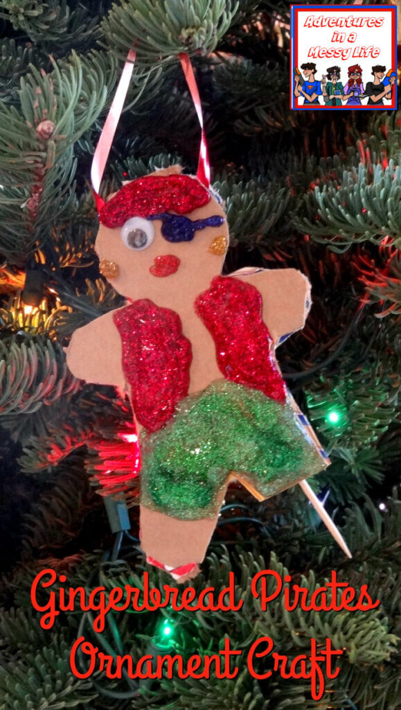 kid-made gingerbread man ornament dressed like a pirate