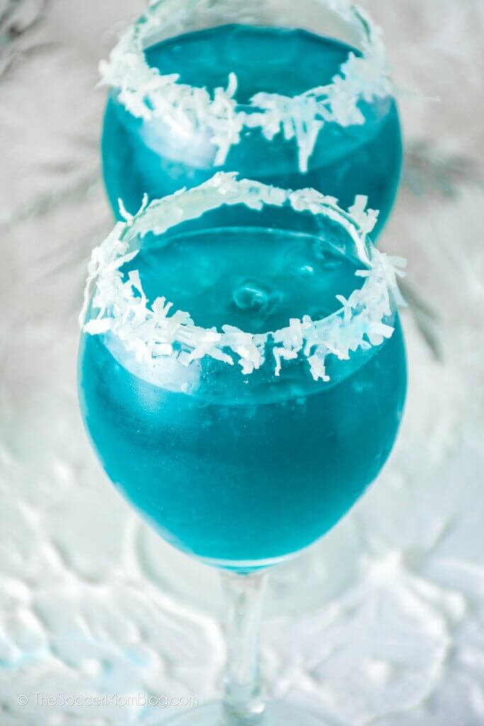 Icy blue Jack Frost Coconut with snowy coconut rim