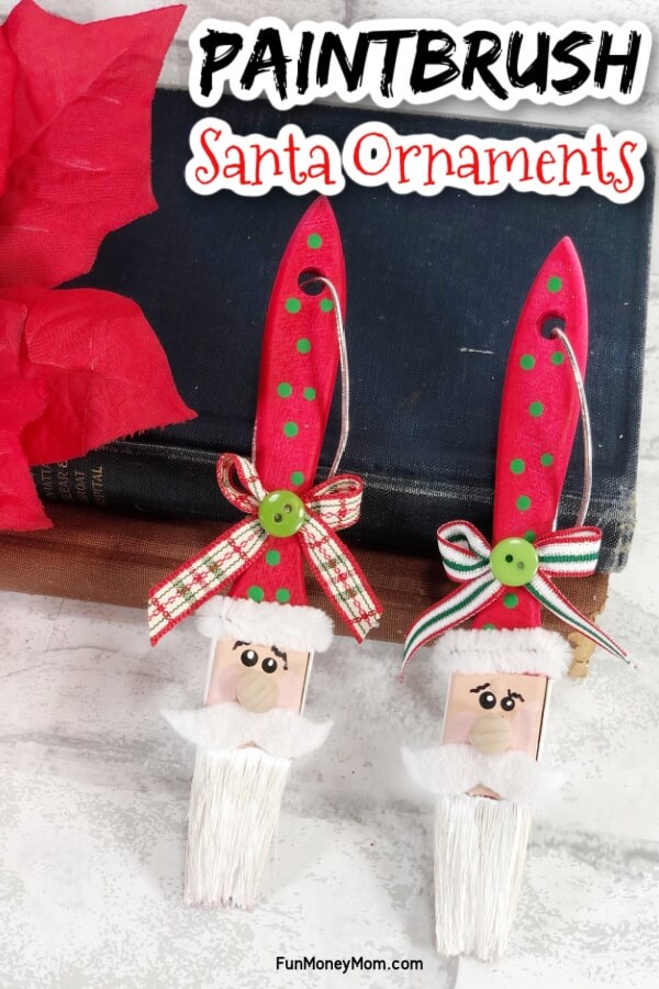 paintbrushes decorated to look like Santa