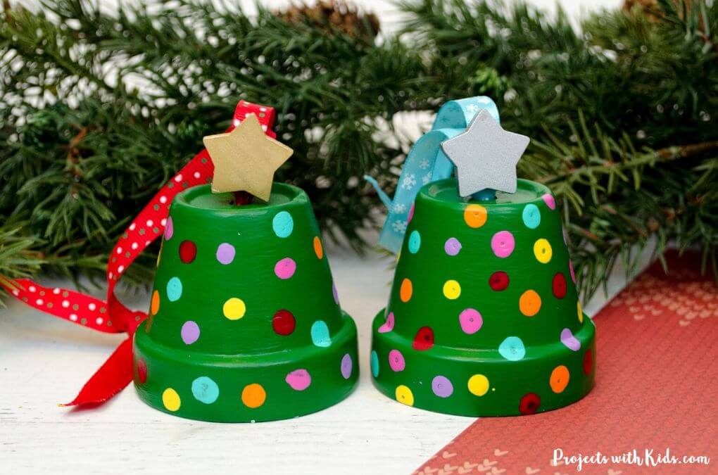 painted clay pot Christmas ornaments