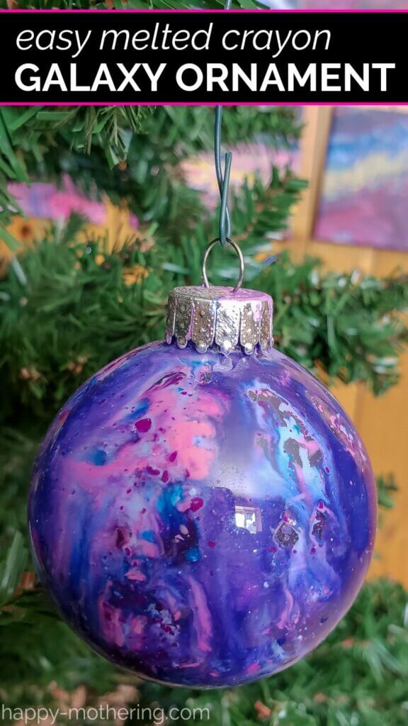 marbled Christmas ornament in galaxy colors (blue & purple)