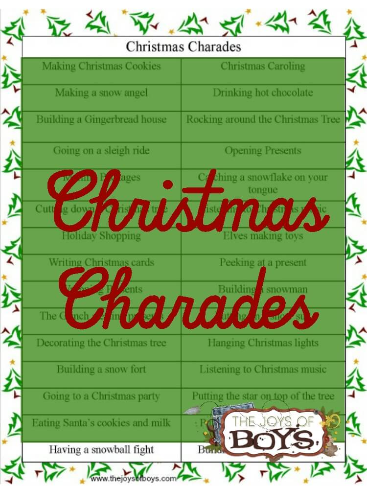 printable list of Christmas charades ideas